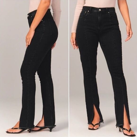 Abercrombie and Fitch The Skinny High Rise 35/20R Black Split Raw Hem **Plus - Picture 1 of 15